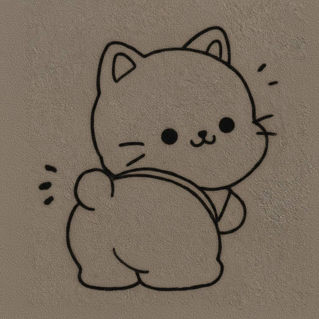 Desenho de um gatinho fofo com expressão alegre