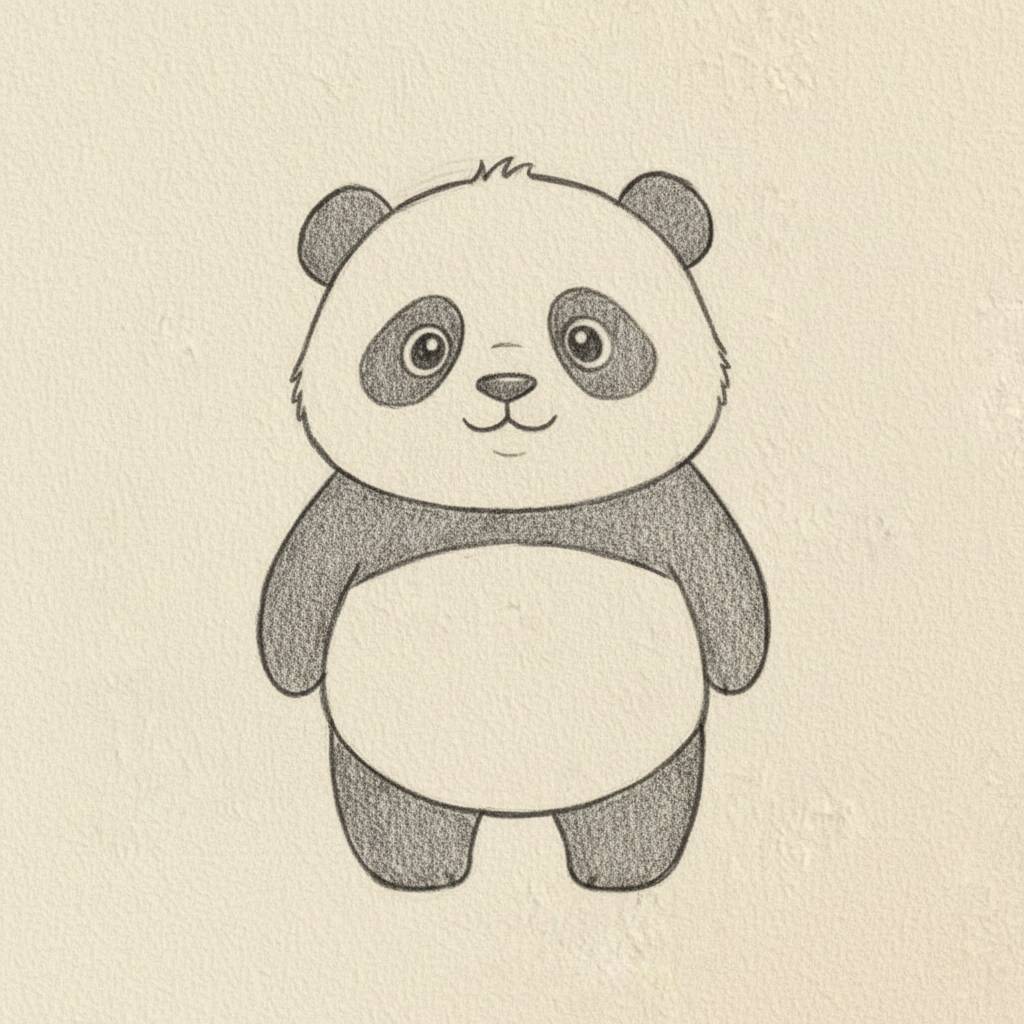 Desenho de um panda fofo com expressão amigável