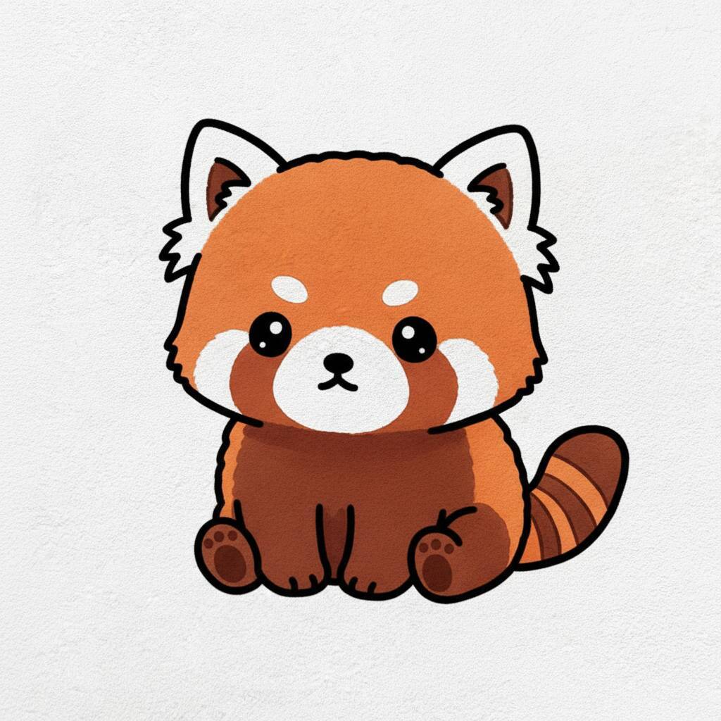 Desenho de um panda vermelho fofo sentado
