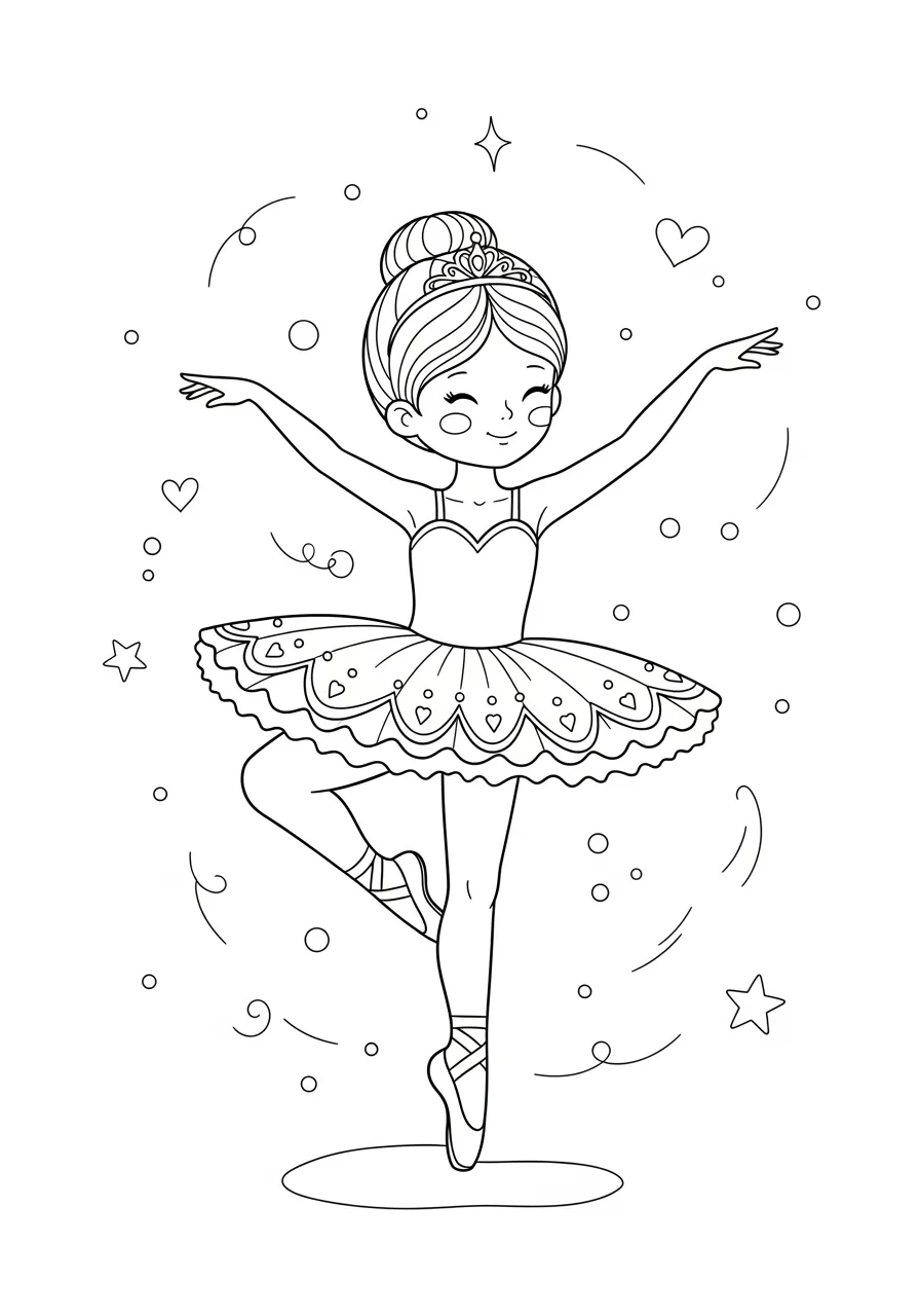 Desenho de uma bailarina fofa com tutu para colorir