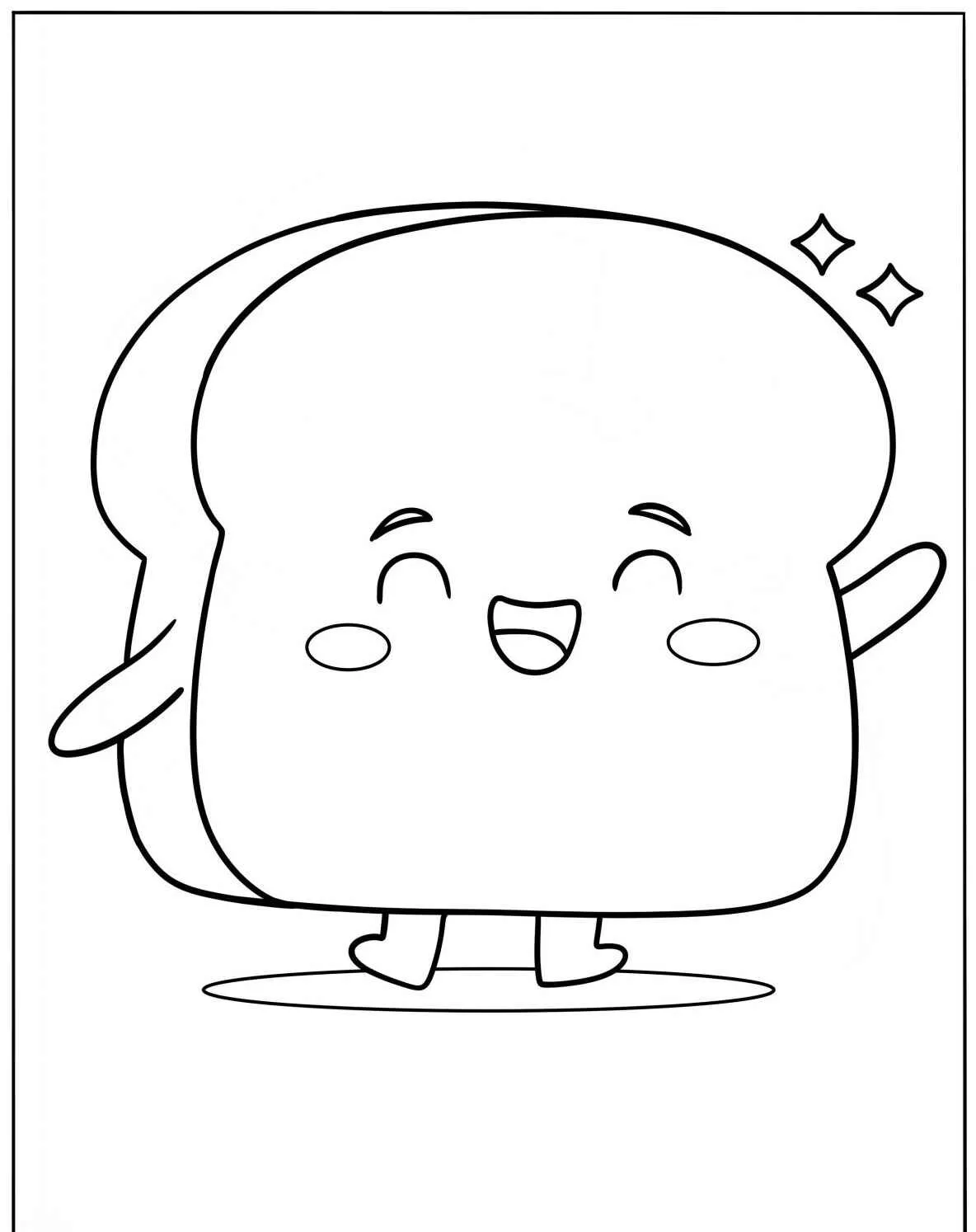 Imagem de uma torrada fofa e sorridente para colorir