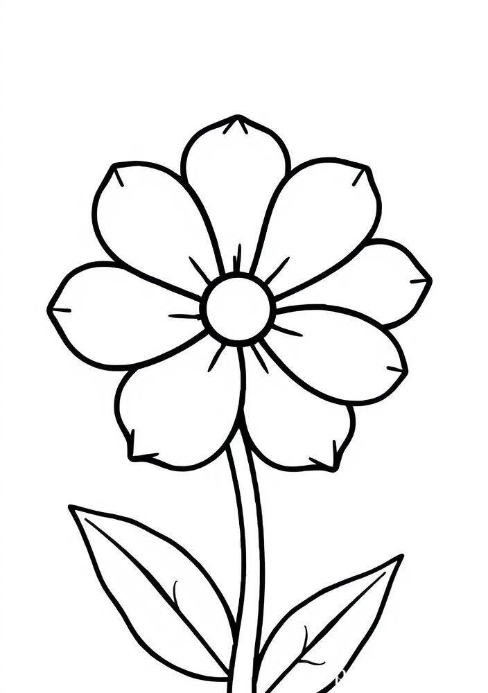 Desenho de uma flor kawaii com pétalas e folhas para colorir.