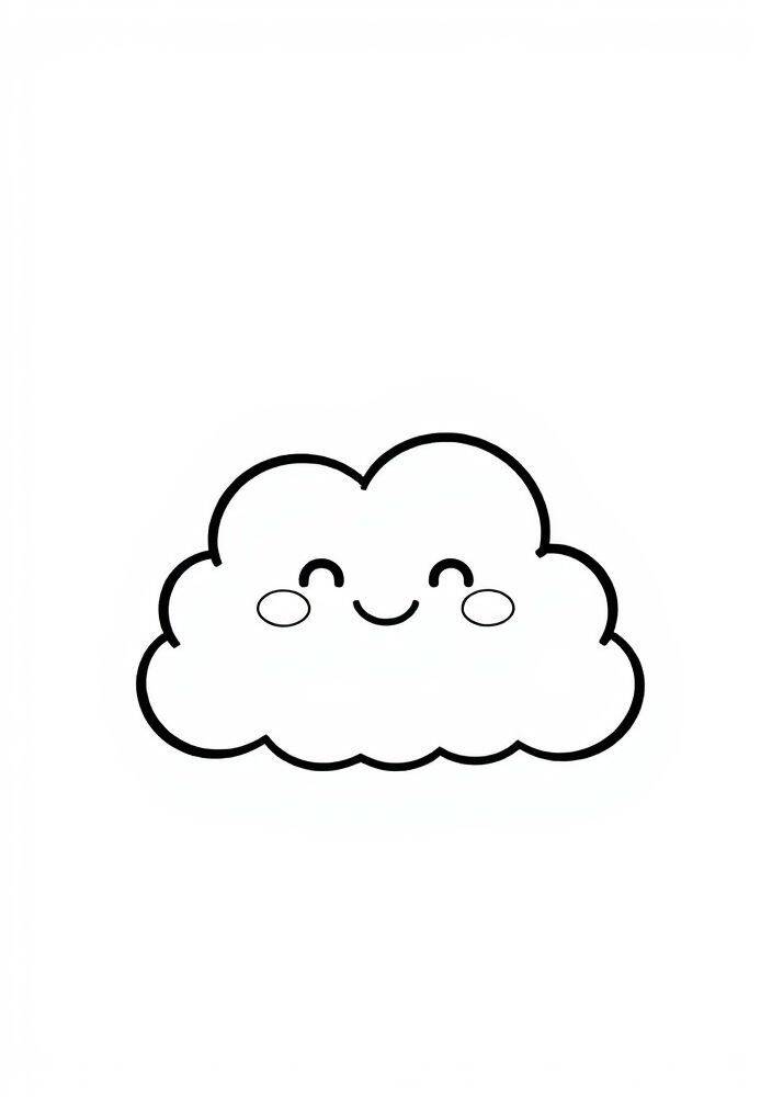 Desenho de uma nuvem kawaii com rosto sorridente para colorir