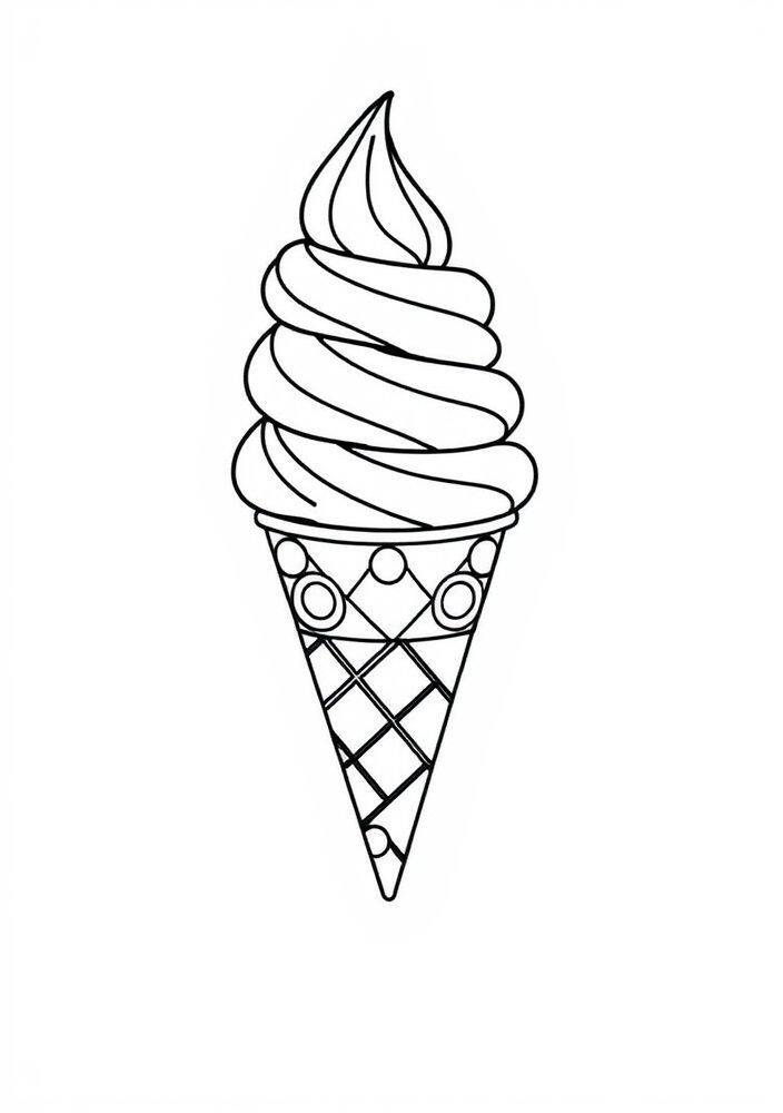 Desenho de sorvete kawaii para colorir