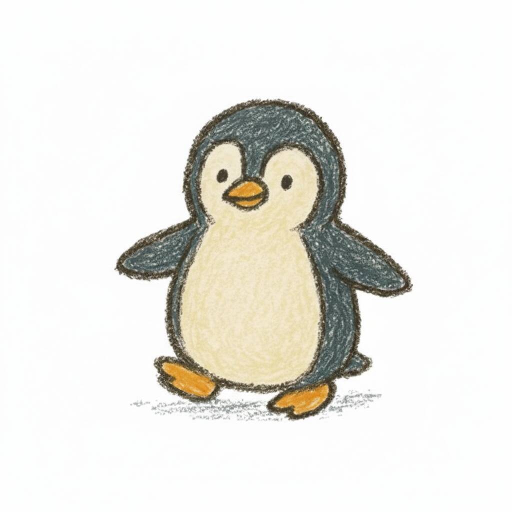 Desenho de um pinguim fofo para colorir
