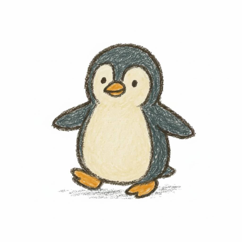 Desenho de um pinguim fofo para colorir