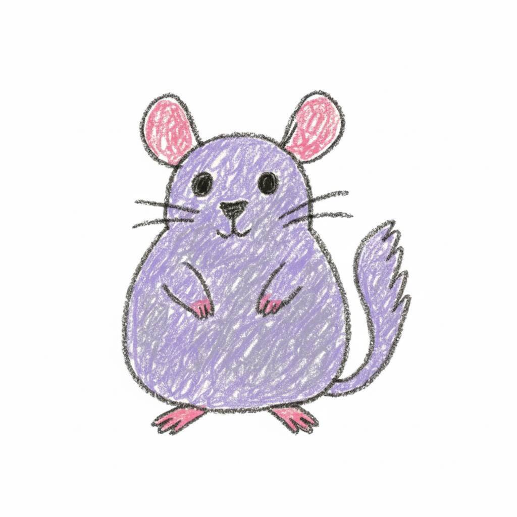 Desenho de um rato fofo e colorido para colorir