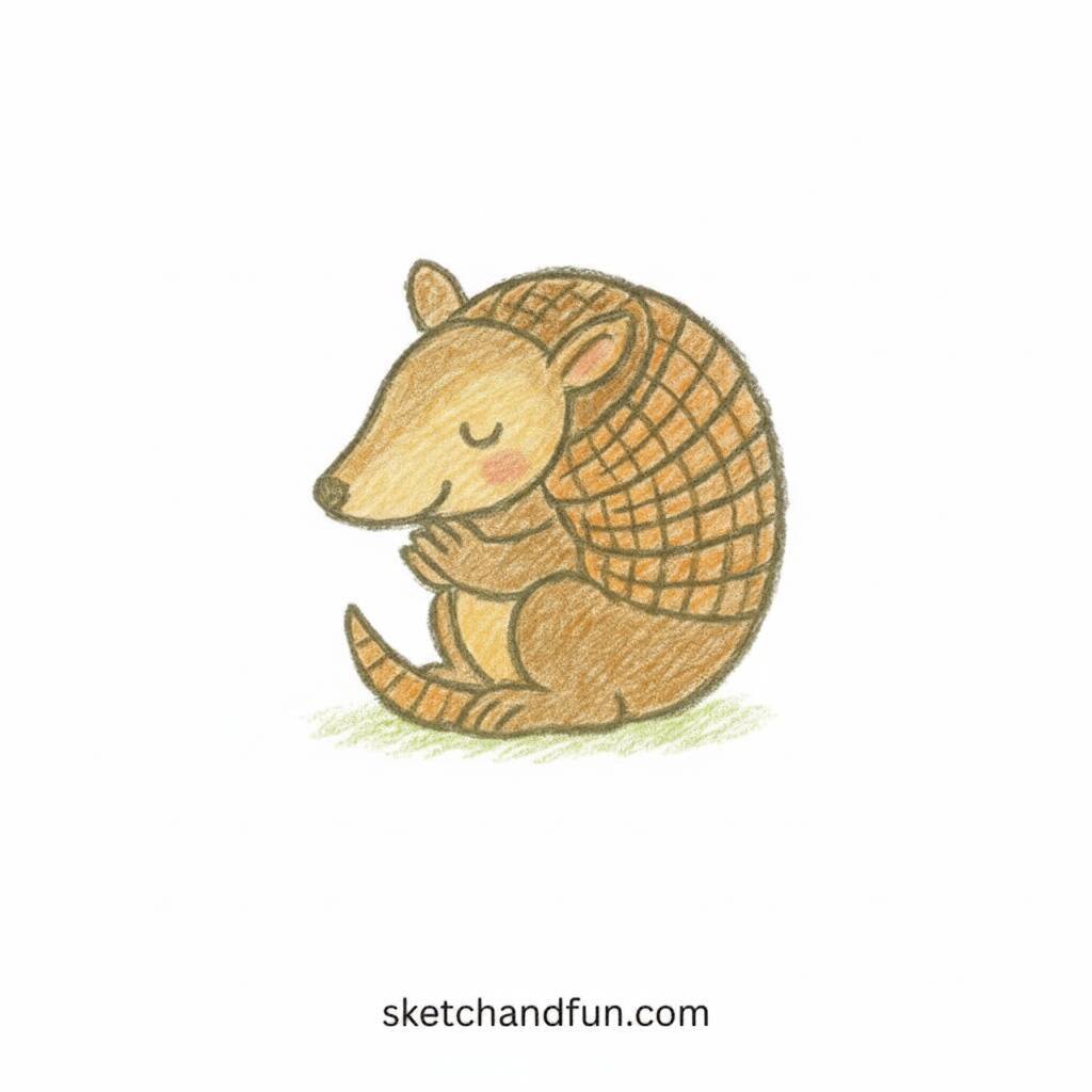 Desenho de um tatu fofo para colorir
