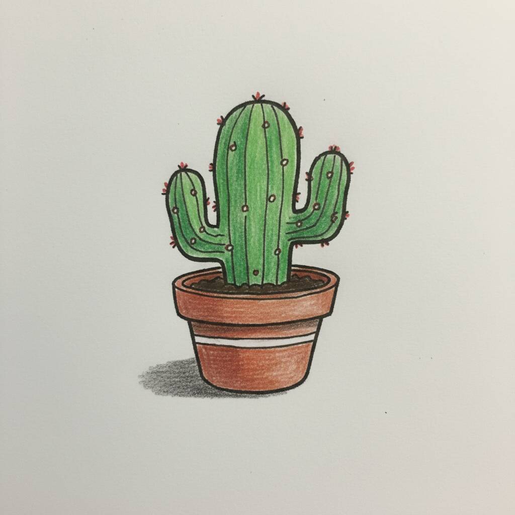 Desenho de um cacto em um vaso