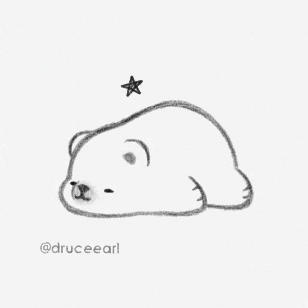 Desenho de um urso polar fofo com uma estrela acima
